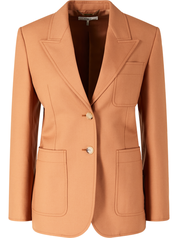 Fitted orange wool blazer