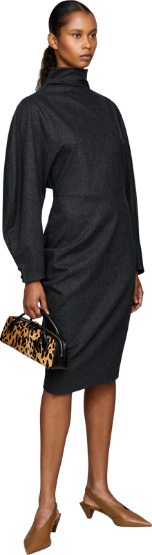 'Harlin' wool-cashmere midi dress dark grey