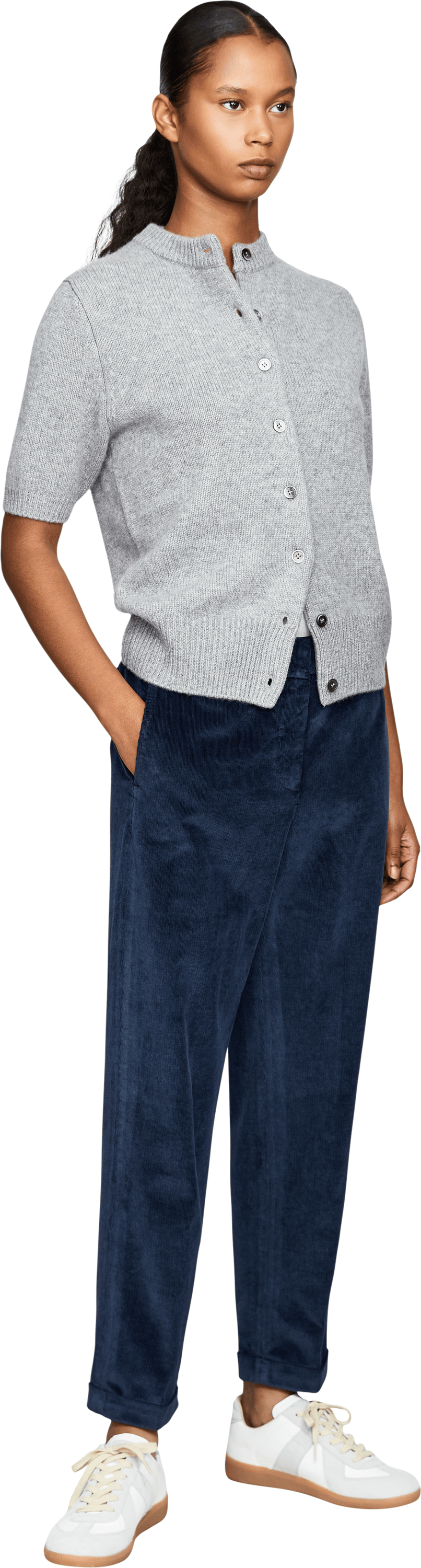 Peserico Cordhose Petrol, Modelansicht – UNGER.DE