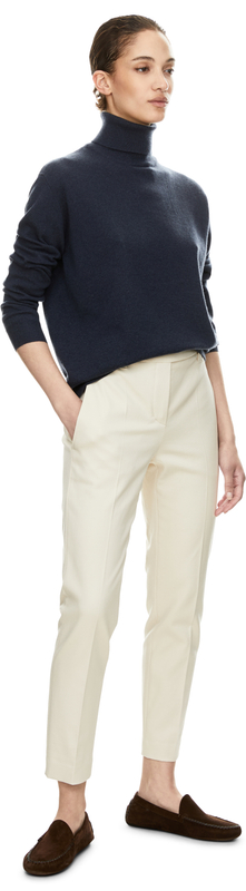 Cashmere-Rollkragenpullover mit Monili-Perlen Marineblau