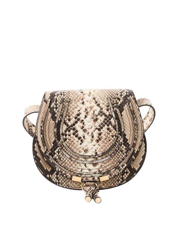 Satteltasche 'Marcie Small' mit Schlangenprägung Dusty Beige