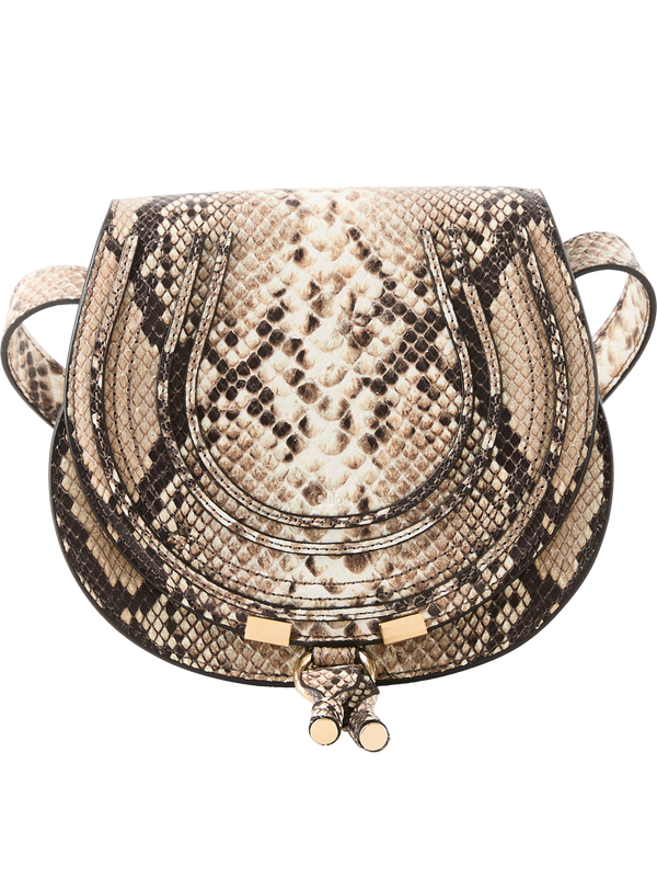 Satteltasche 'Marcie Small' mit Schlangenprägung Dusty Beige