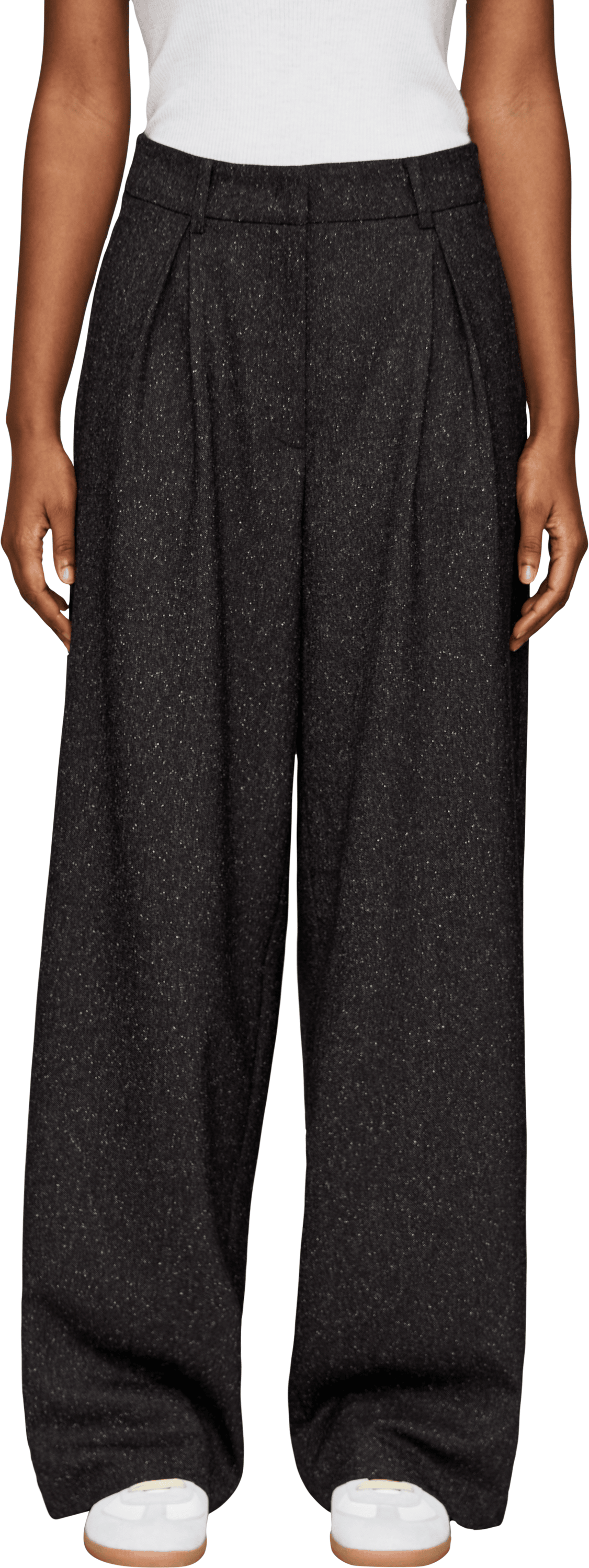 Cambio Bundfaltenhose 'Enola Tweed' Anthrazit, Frontansicht – UNGER.DE