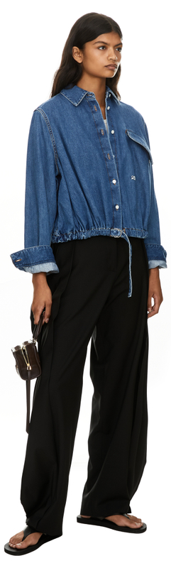 Jeansjacke 'Belted' mit Doppel-L Stickerei Blau