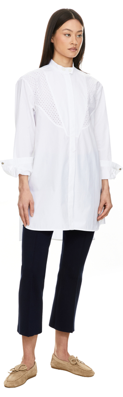 Hemd aus San Gallo-Baumwollpopeline Weiß