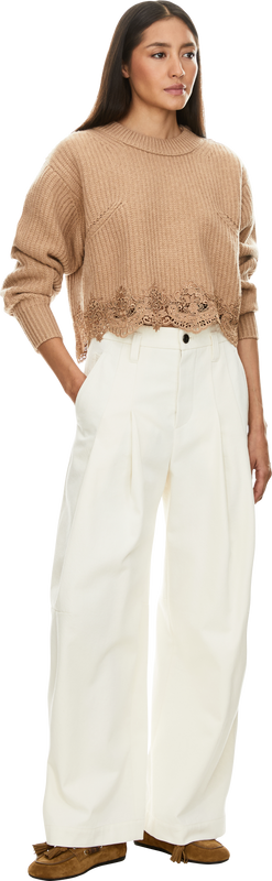 Cropped Pullover aus Wolle und Cashmere Braun