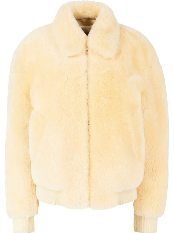 Crème shearling bomber jacket