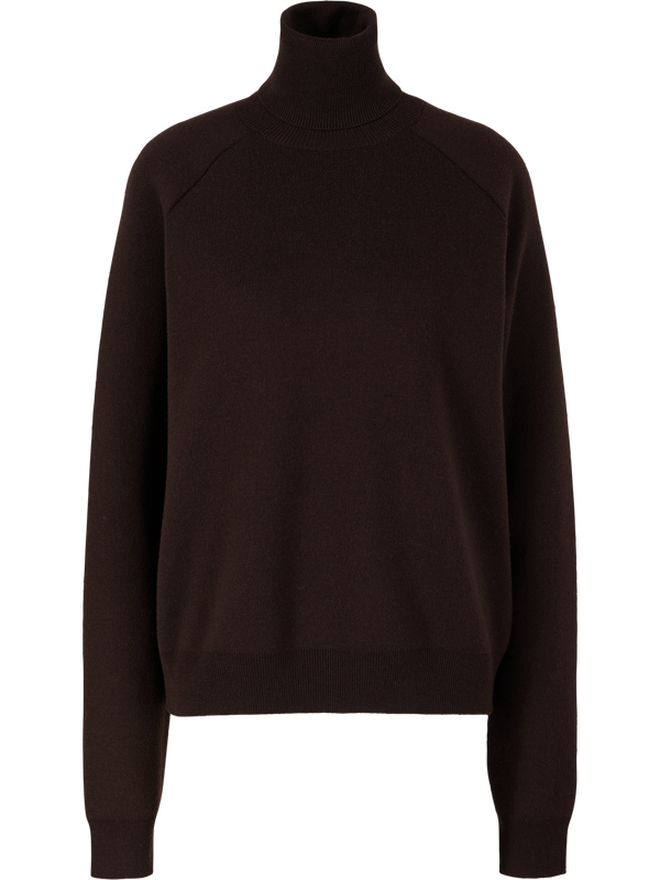 Rollkragenpullover 'Jed' aus Merinowolle Dunkelbraun