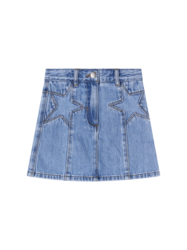 Jeansrock mit Label-Detail Mittelblau