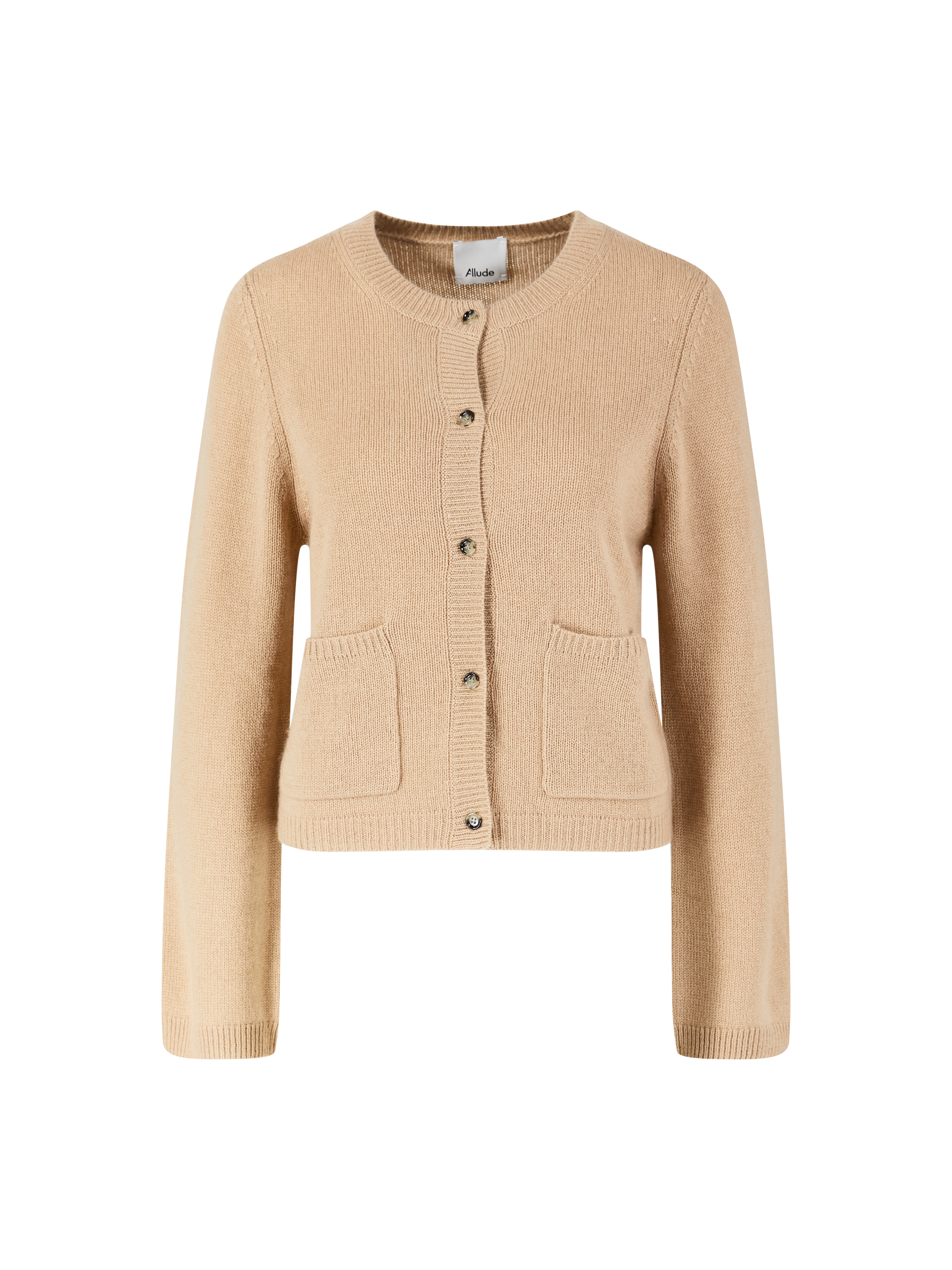 Cashmere-Strickjacke mit Trompetenärmel Beige