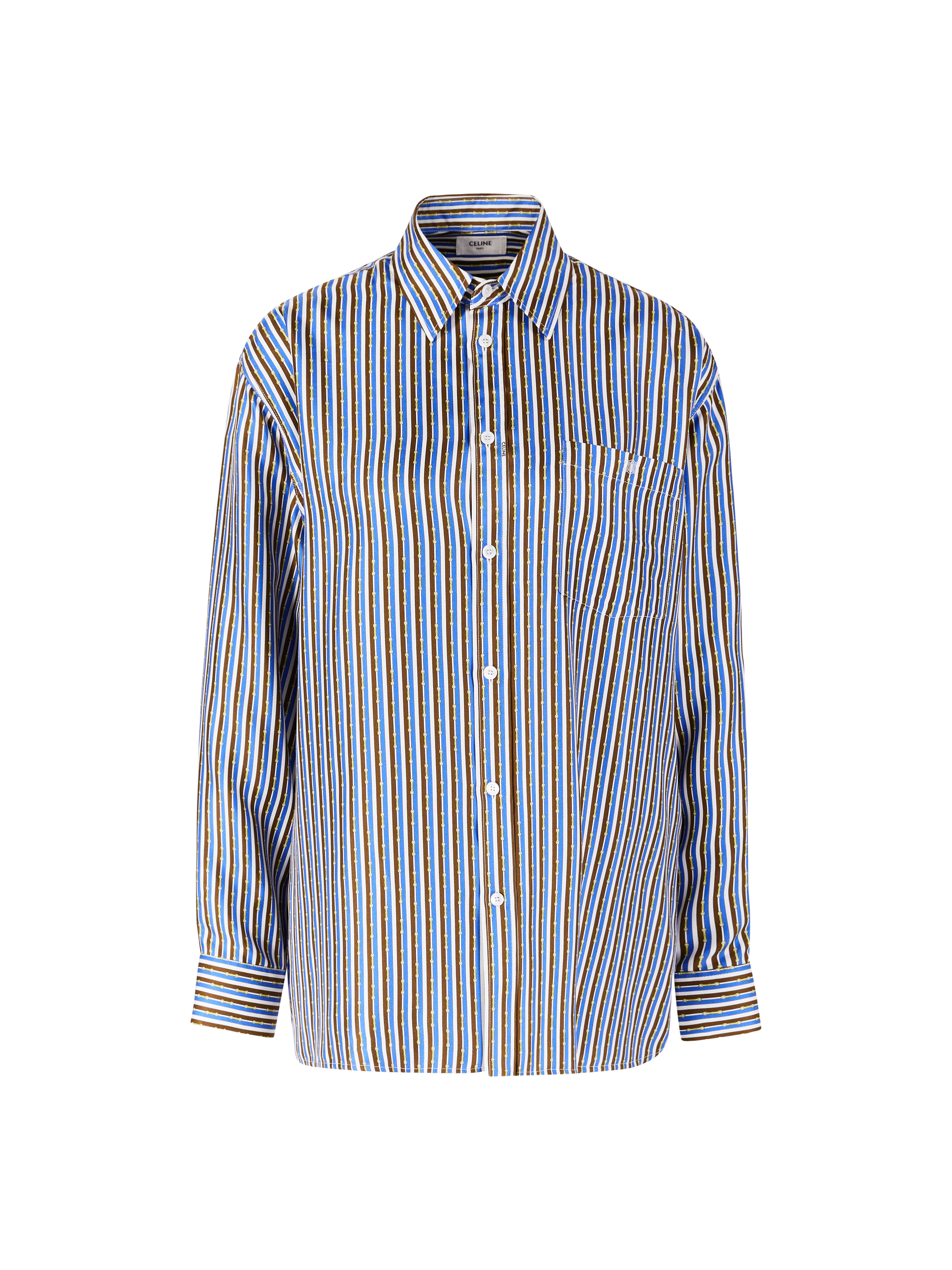Gestreiftes Oversized-Hemd aus Seidentwill Blau