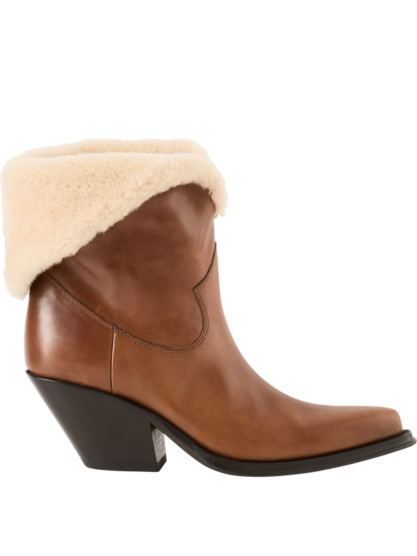 'Azelan' ankle boots with shearling amber brown