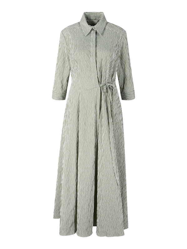 Gestreiftes Maxikleid mit Seersucker-Optik Grün