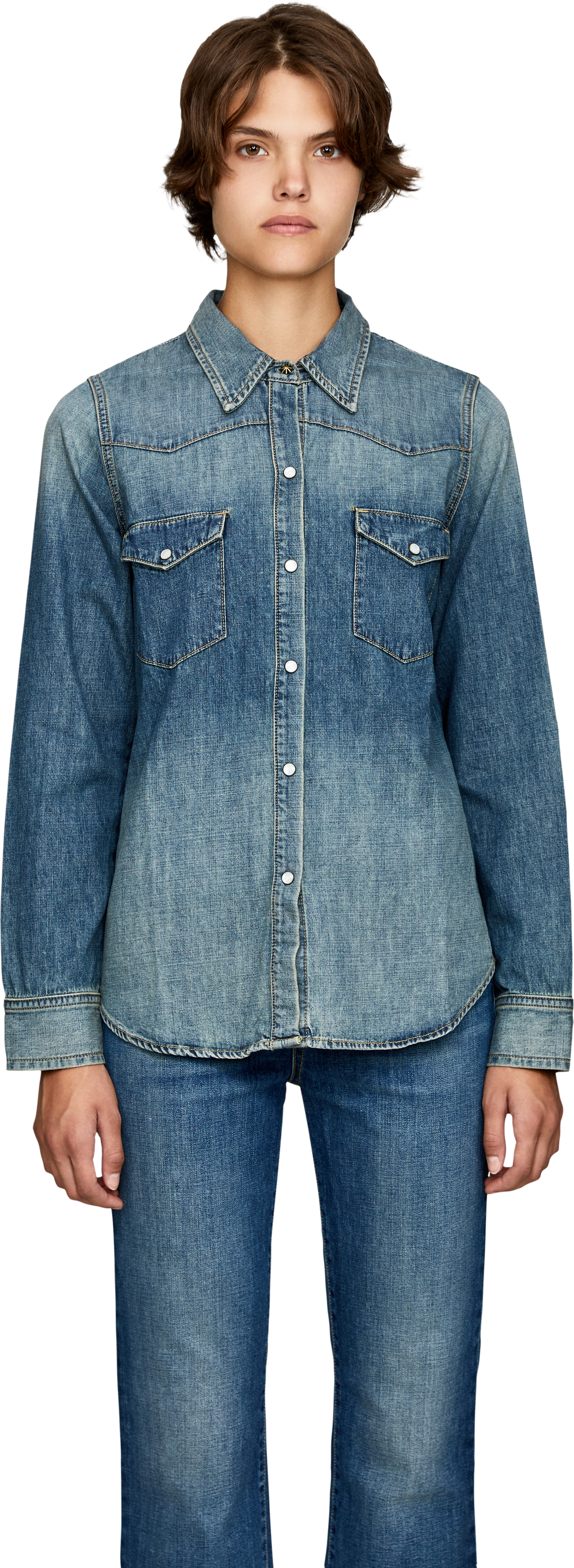 NILI LOTAN Denim shirt 'Travis' Blue, Front view – UNGER.DE