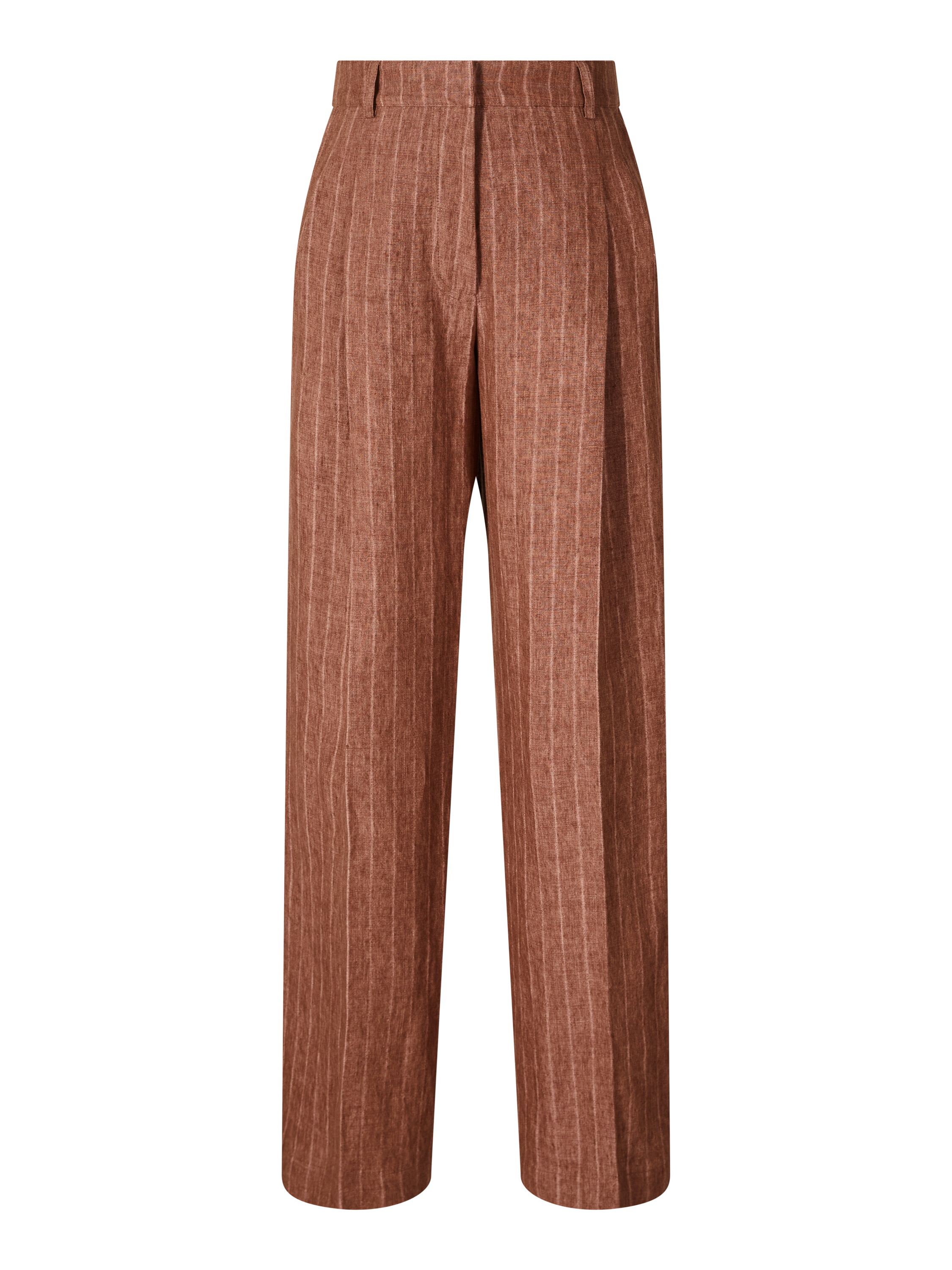 Bundfaltenhose 'Santorini Ps' aus Leinen Rosewood Stripe