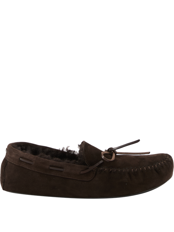 'Lucca' loafers in dark brown lamb suede