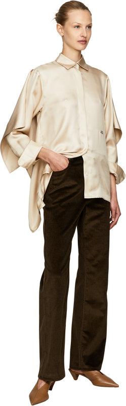 Beige silk shirt with cape