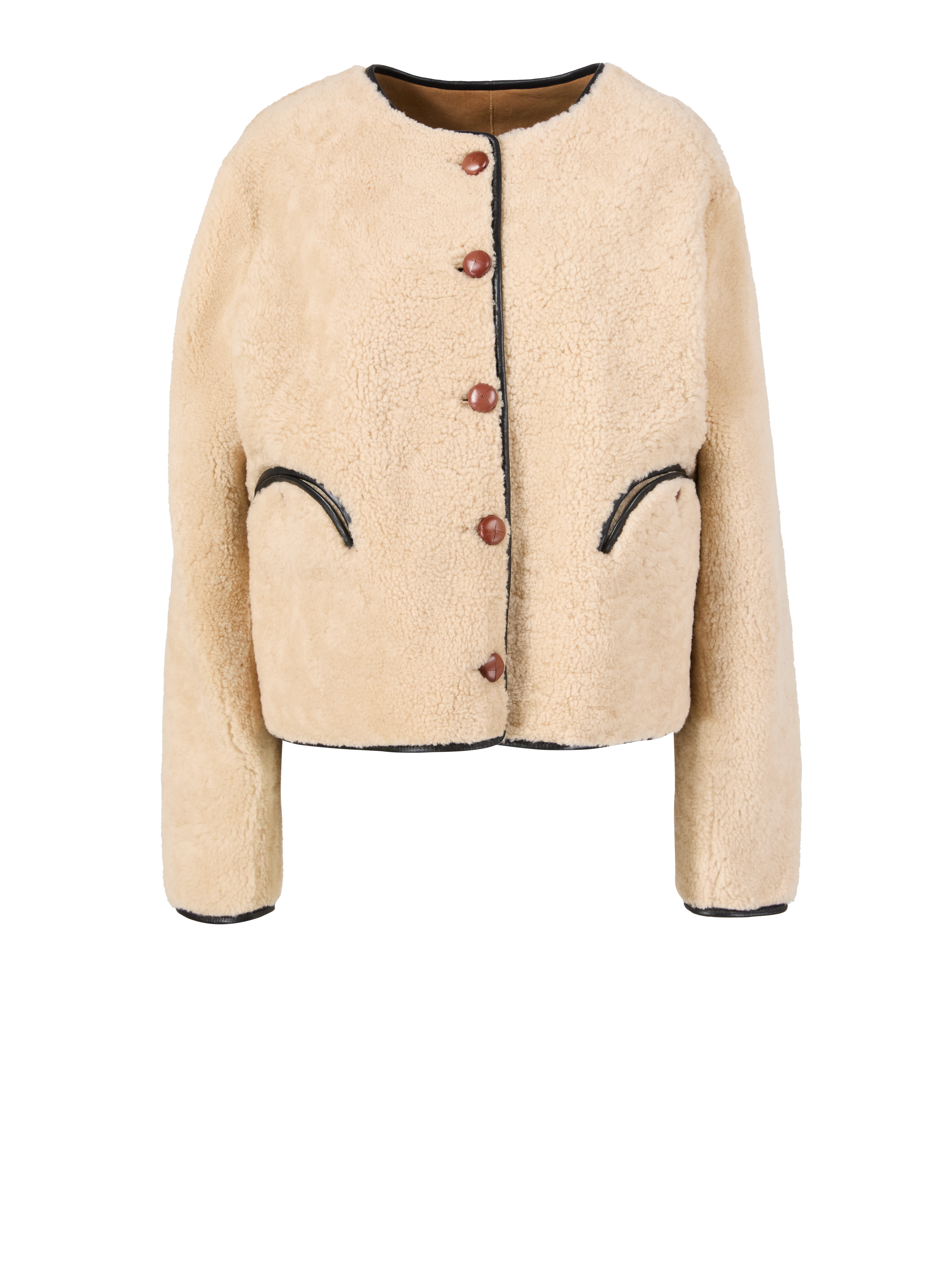 Lammfelljacke 'Tatoosh Gliss' Beige