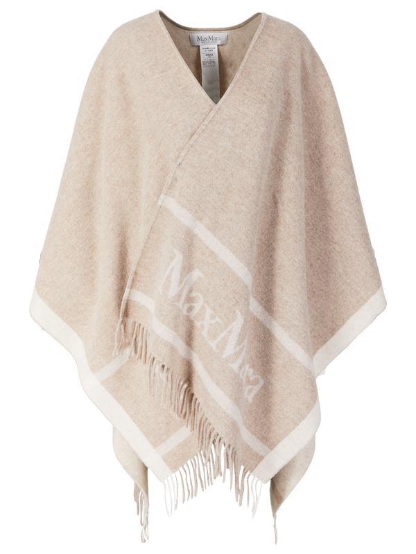 Wollponcho 'Hilde' mit Logo Beige/Crème