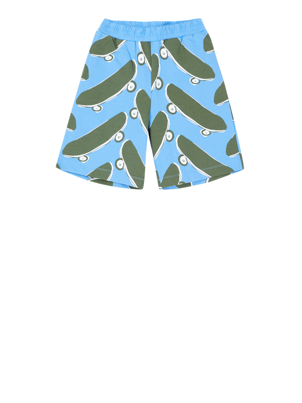 Shorts mit Skateboard-Print Blau