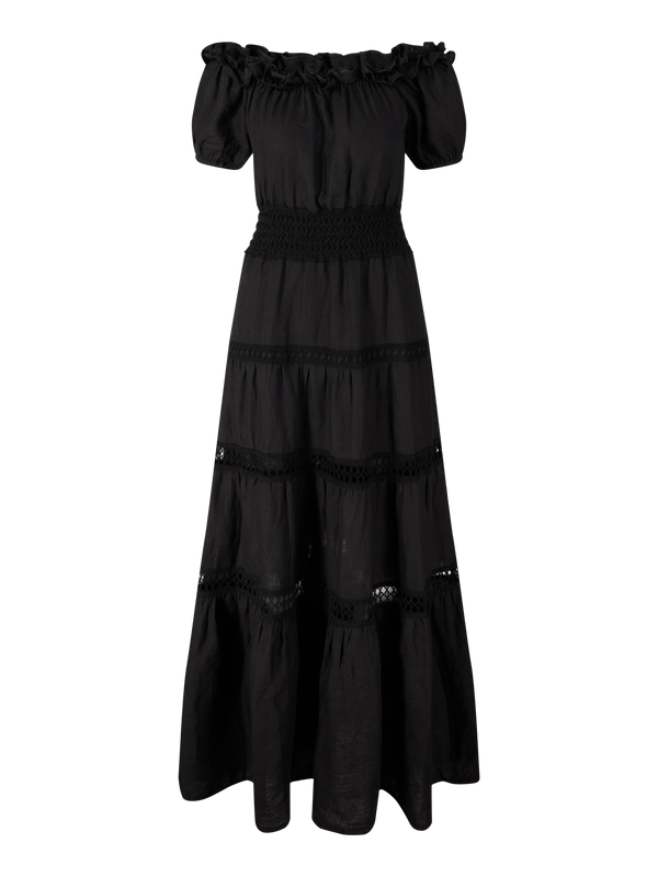 Maxikleid 'Angara' aus Leinen Schwarz