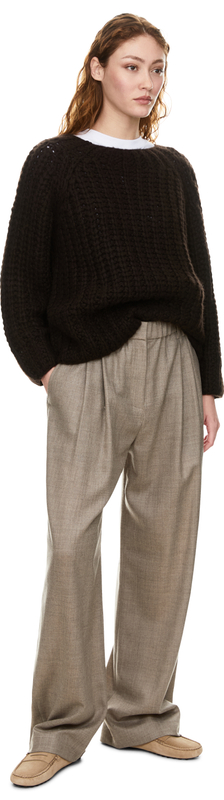 Handgestrickter Cashmere-Seidenpullover 'Valencia' Schokolade