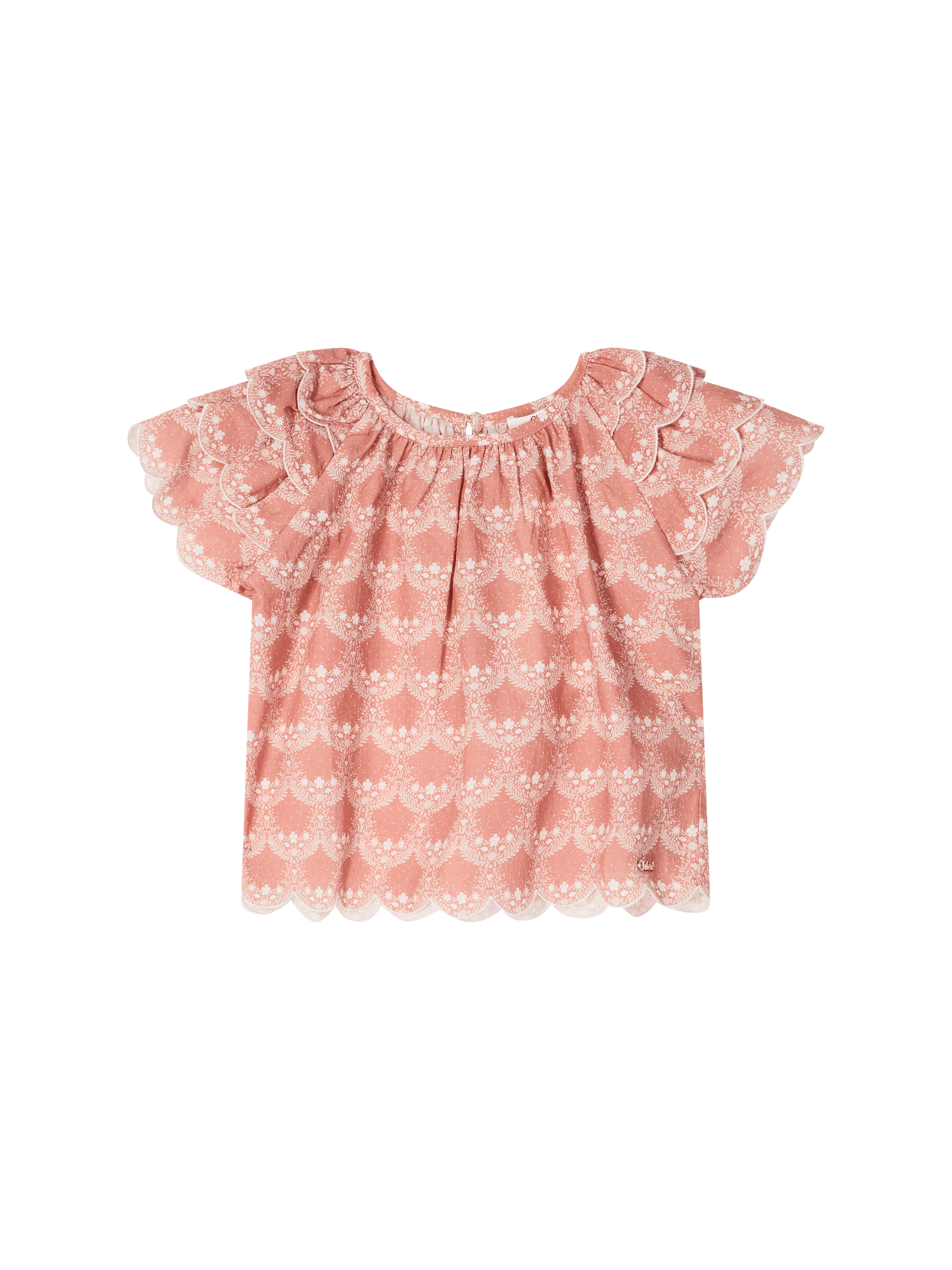 Florale Rüschenbluse Rosé