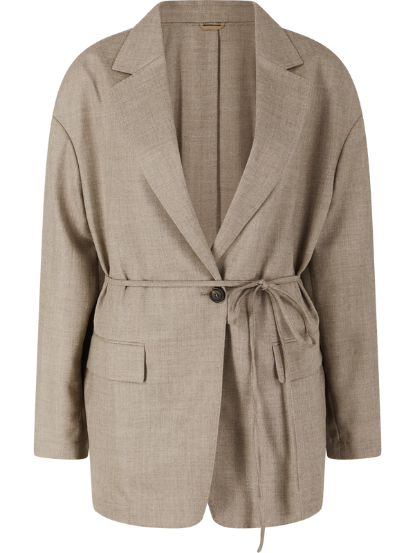 Virgin wool blazer with Monili pearls, beige