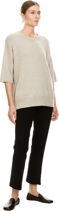 Kurzärmeliger Cashmere-Pullover 'Camille' Sand