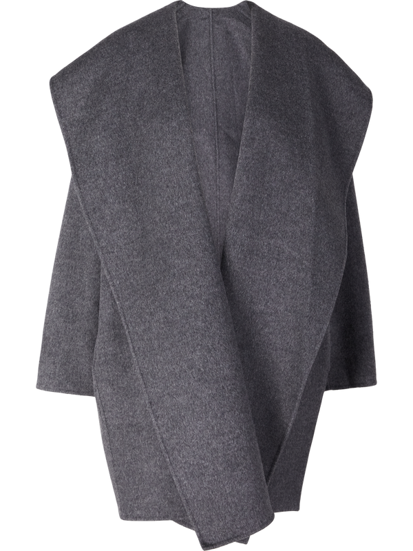 Oversized woollen coat with hood grey