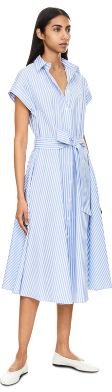 Gestreiftes Blusenkleid Hellblau