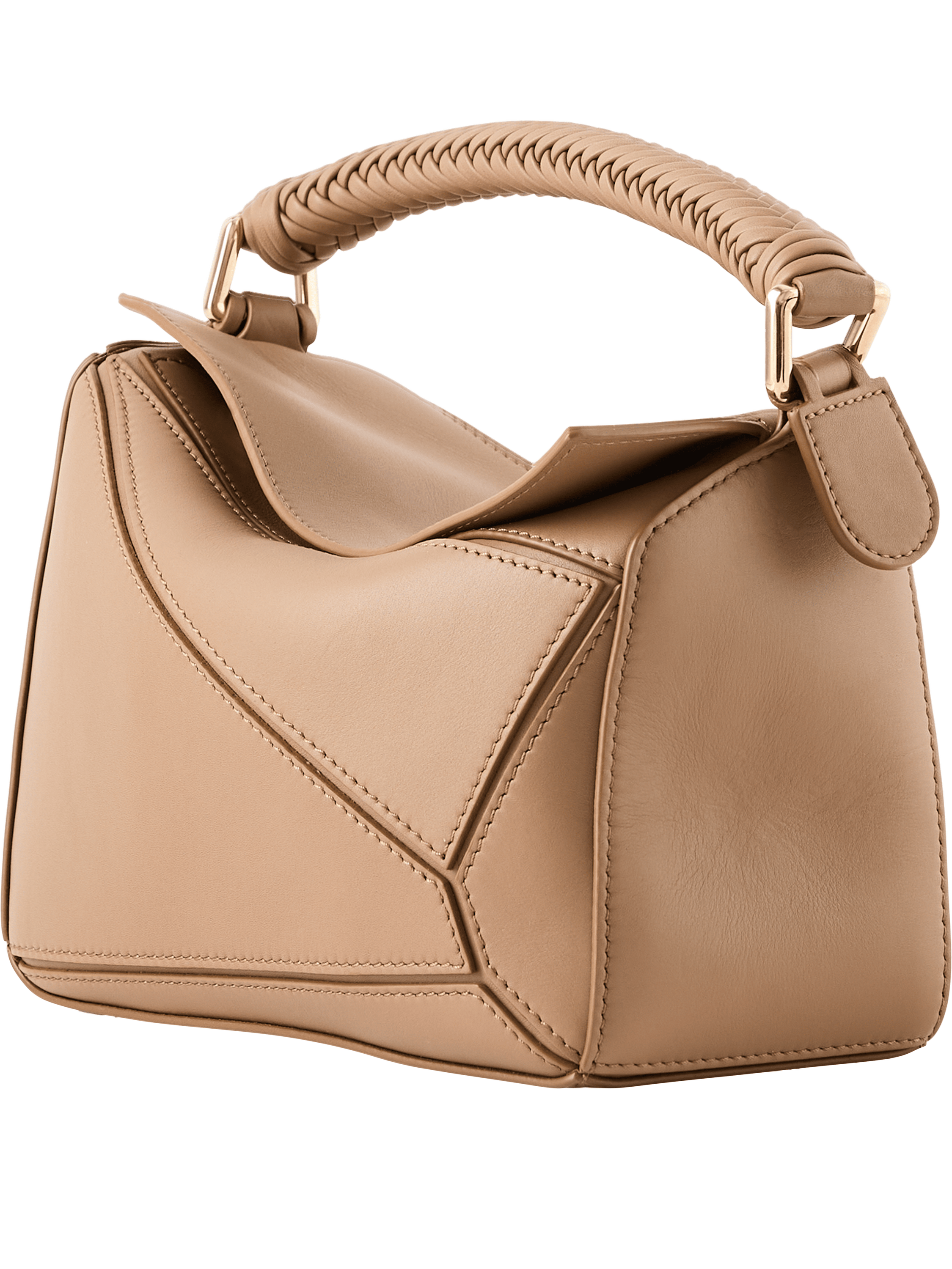 LOEWE Handtasche 'Puzzle Woven Handle Small' Mocha, Frontansicht – UNGER.DE