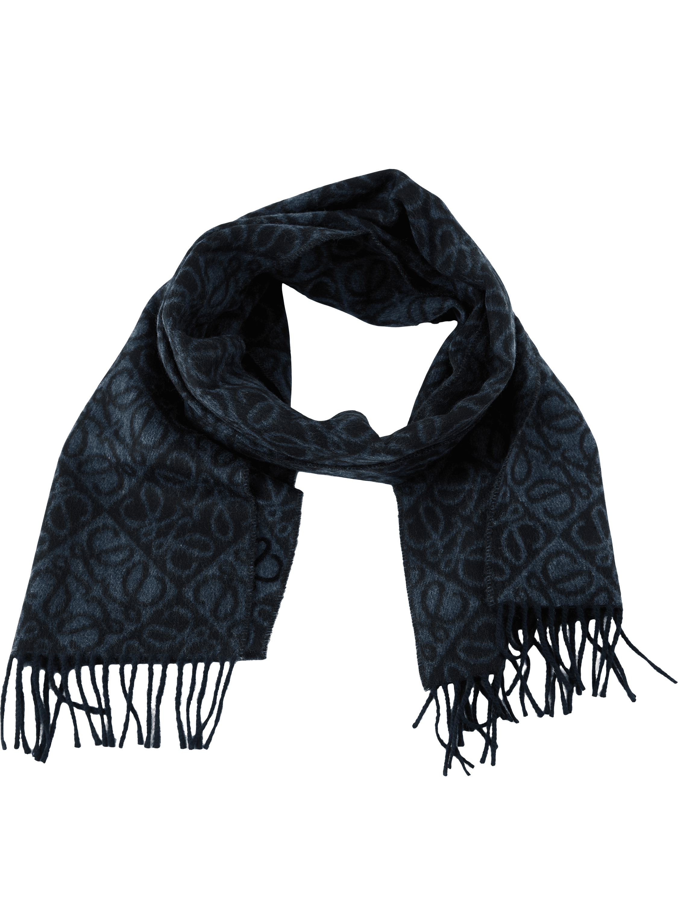 LOEWE Schal aus Cashmere und Seide mit Anagram Muster Marineblau, Frontansicht – UNGER.DE