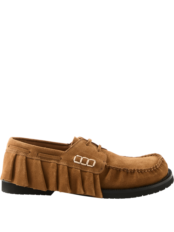 Loafer 'Ruffle Boat' aus Veloursleder Cognac
