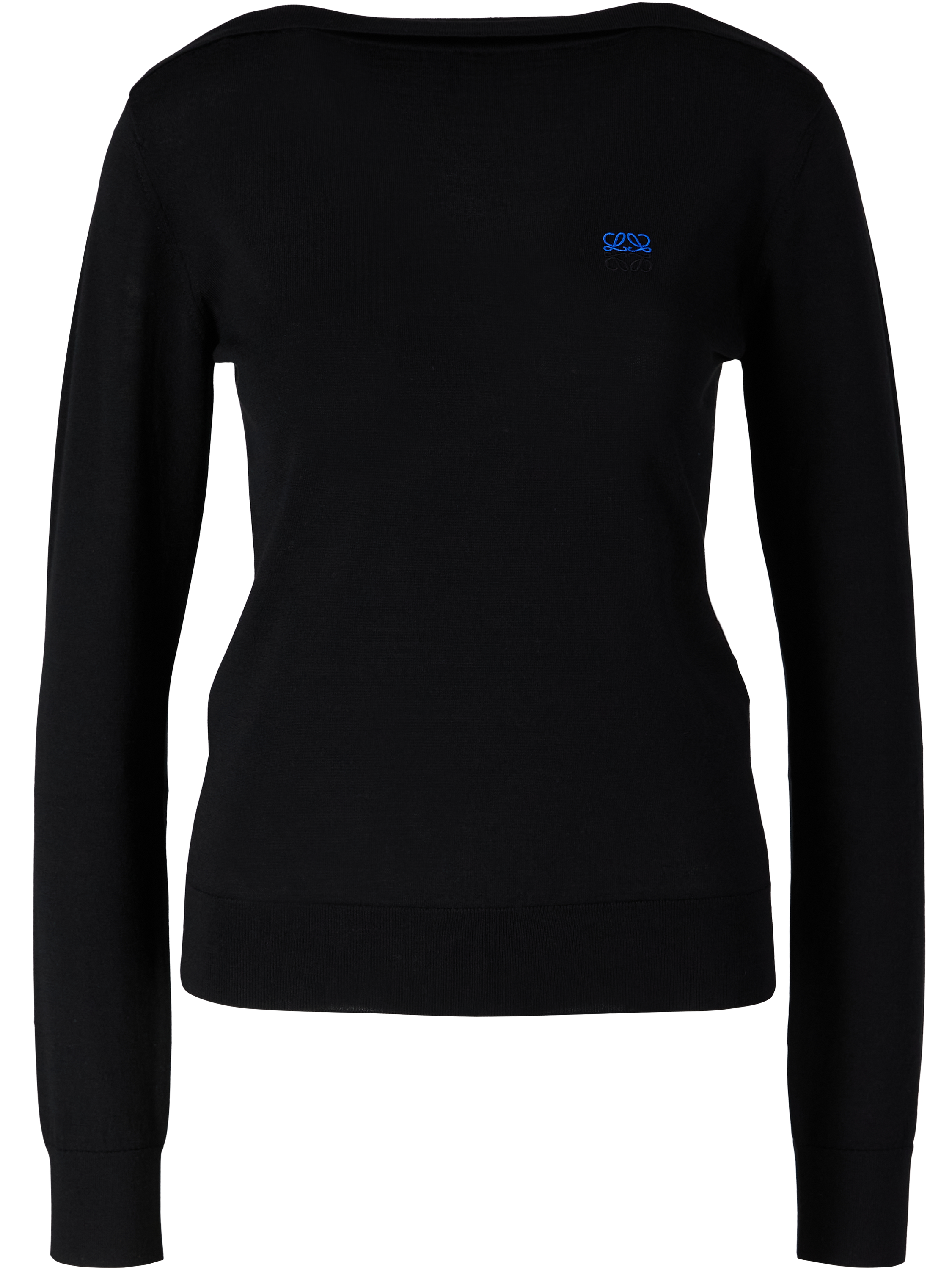 Bestickter Pullover aus Merinowolle Schwarz
