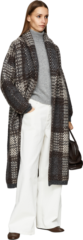 Long cardigan in Dazzling Tartan Grey