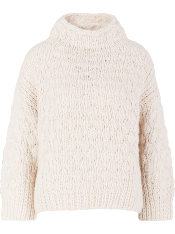 Handstrick Pullover 'Lunara' aus Cashmere und Seide Alabaster