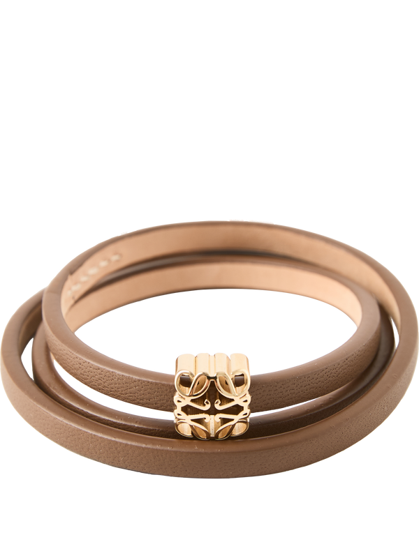 'Anagram Bombé' calfskin bracelet in brown