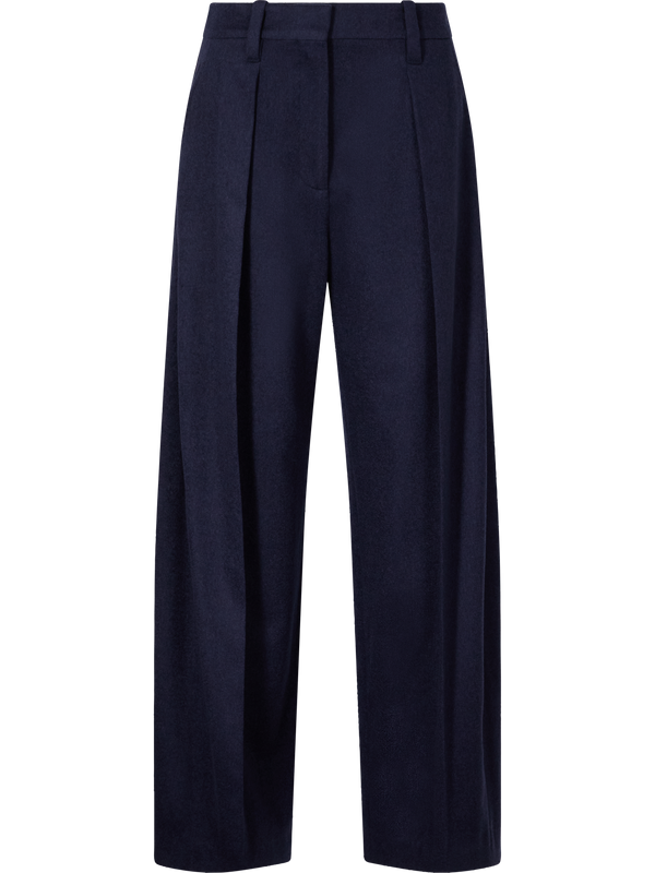 Wool trousers with Monili beads in navy blue