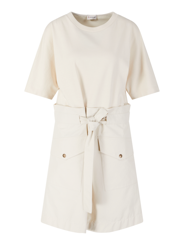 Minikleid aus Baumwolle mit Gürtel Crème