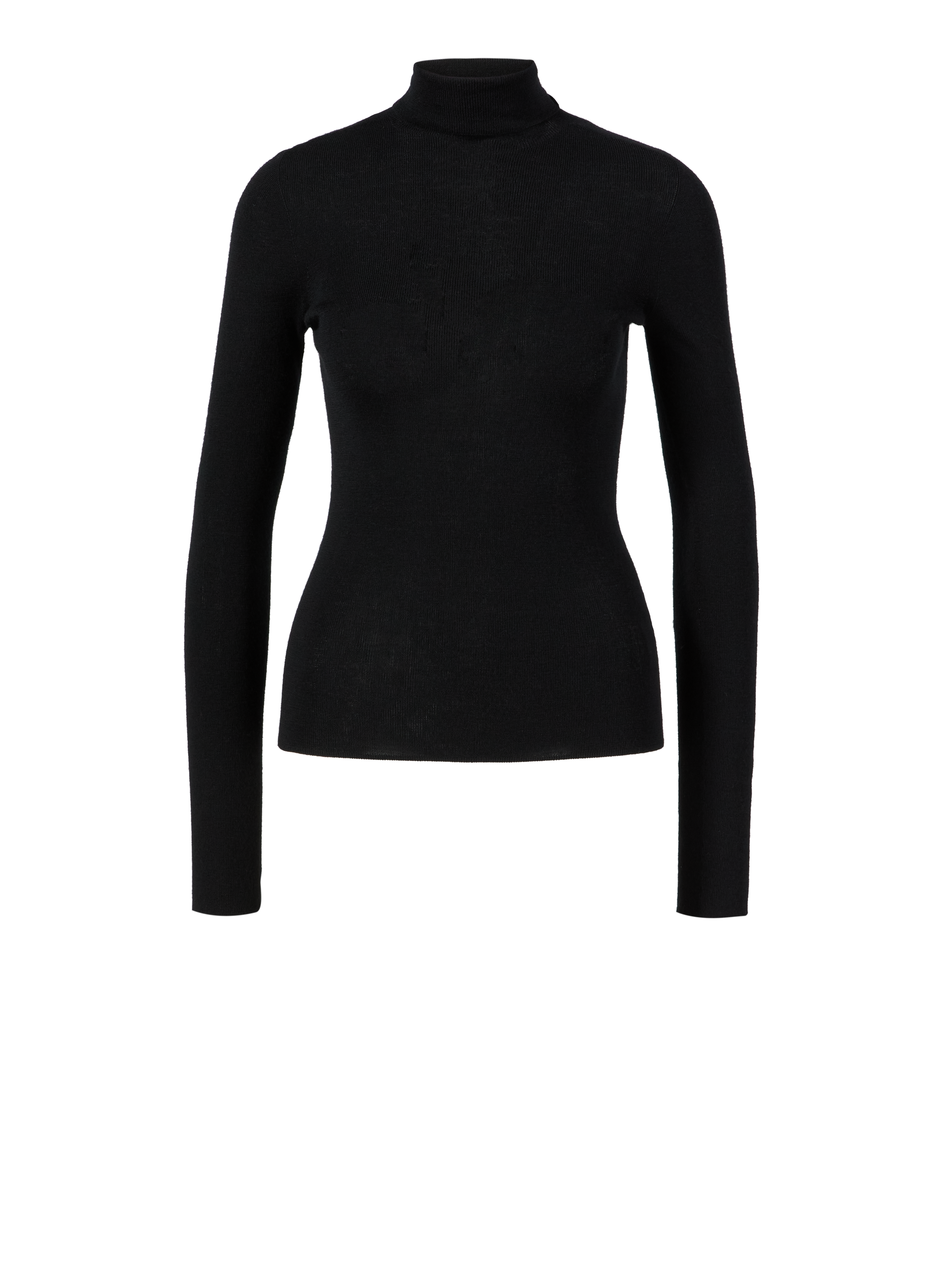 Rollkragenpullover 'Shimmering Merino' Schwarz