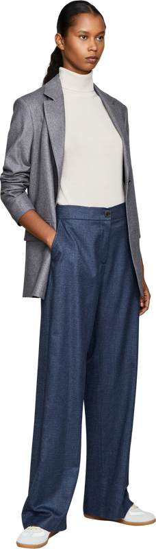 Weite Stoffhose aus Kid Cashmere Blau