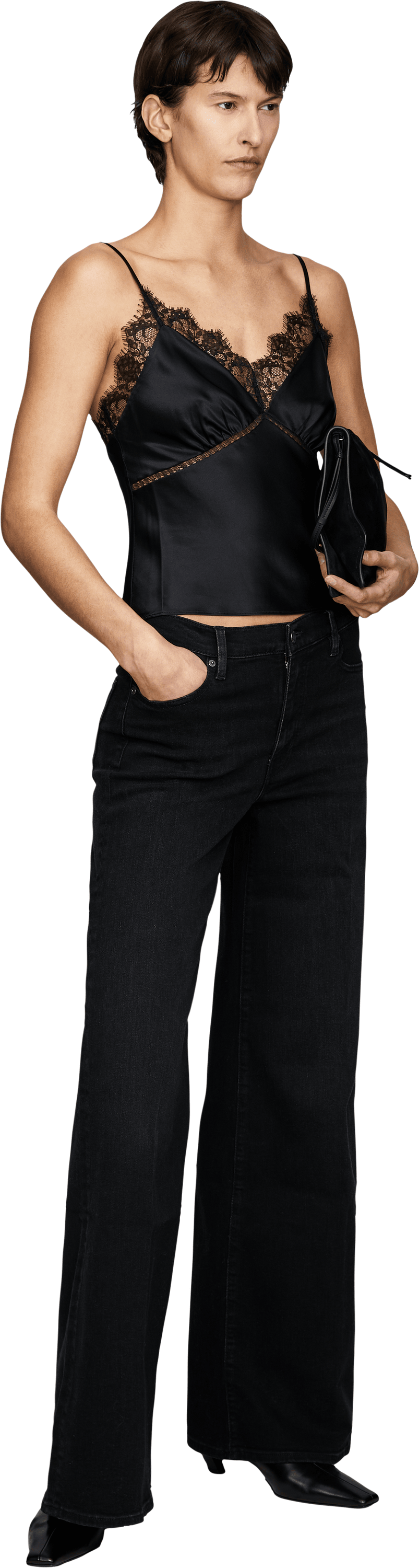 Frame Flared Jeans 'The Palace' Schwarz, Modelansicht – UNGER.DE