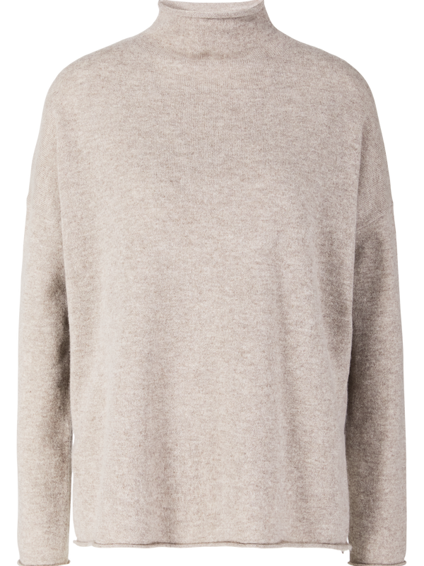 Cashmere turtleneck jumper with a rolled hem taupe