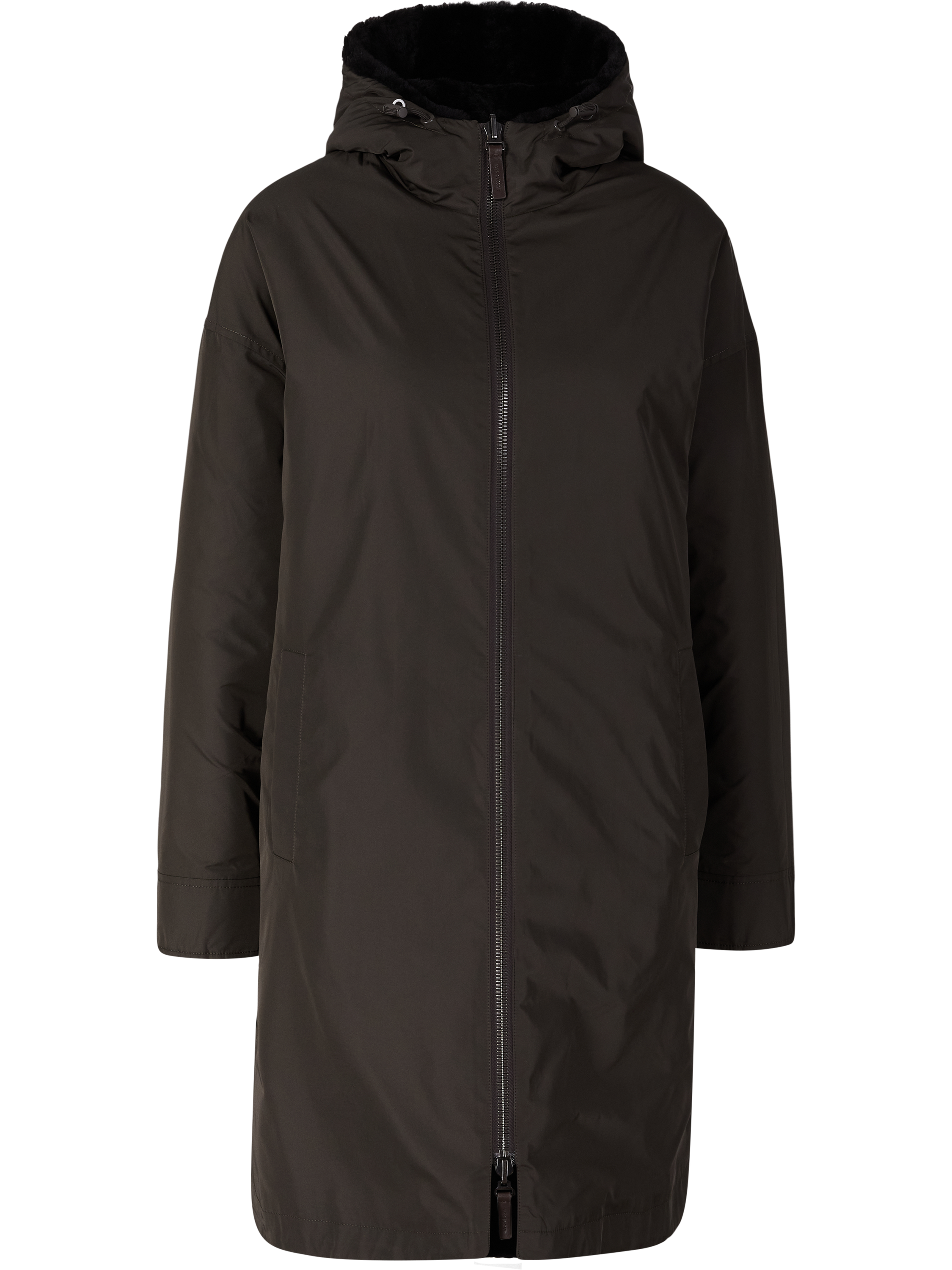 Yves Salomon Wendbarer Parka aus Lammfell Dunkelbraun, Produktansicht – UNGER.DE