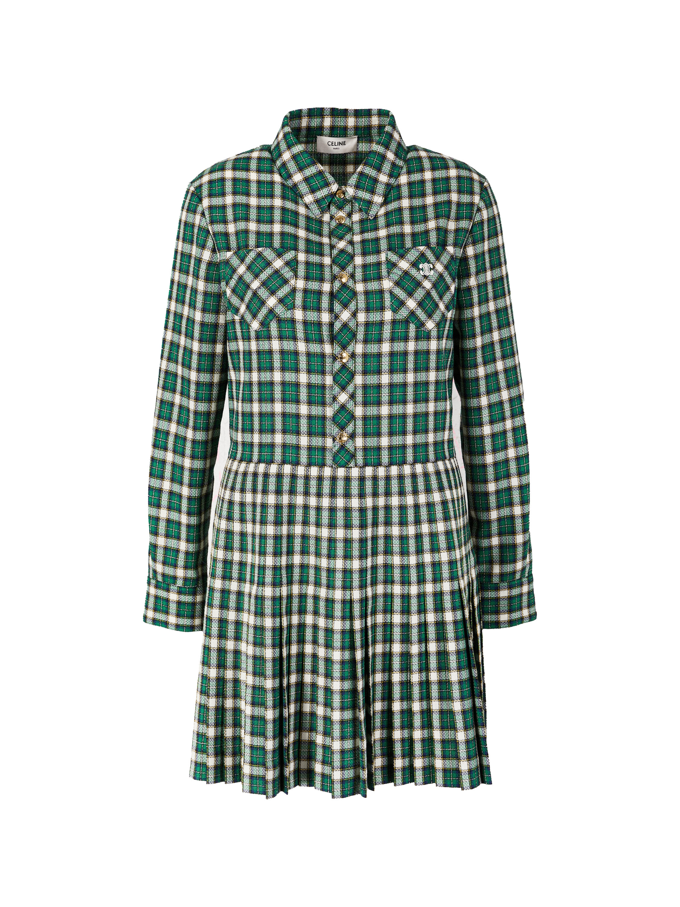 Kariertes Wollkleid Grün