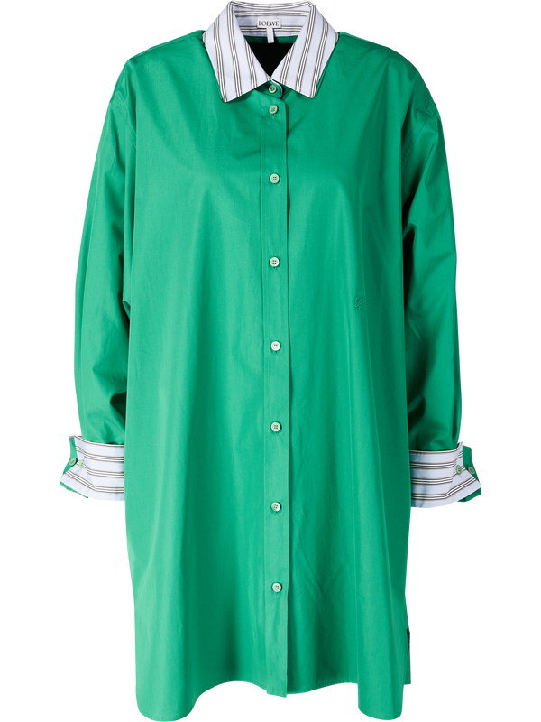Shirt dress with embroidered logo green
