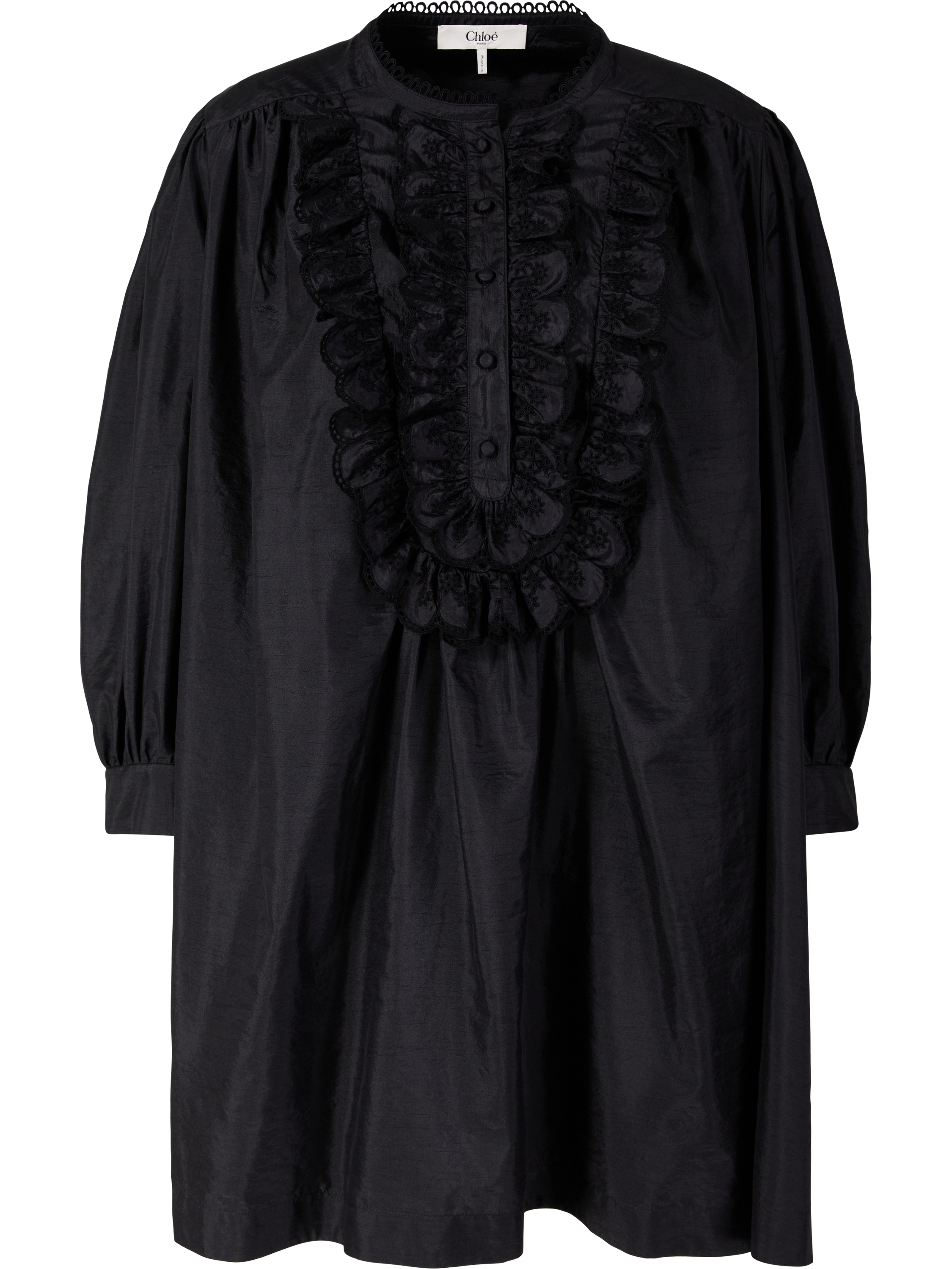 Chloé Oversized Taftkleid mit Rüschen Schwarz, Produktansicht – UNGER.DE