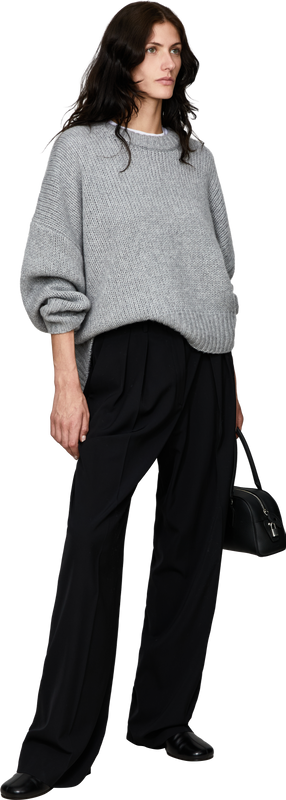 Cashmere-Seidenpullover mit Rundhalsausschnitt Silver