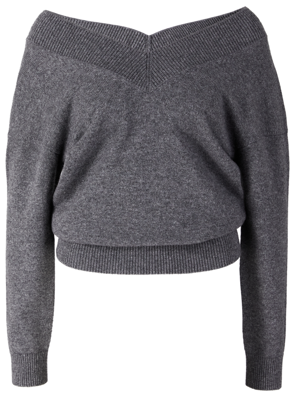 Cashmere-Pullover mit V-Ausschnitt Grau